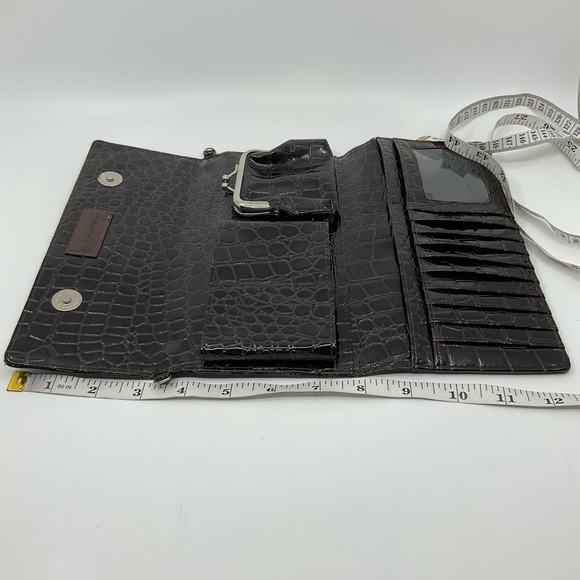 Vintage Club Rochelier Patent Reptile Croc Trifold Wallet Clutch - Picture 6 of 8